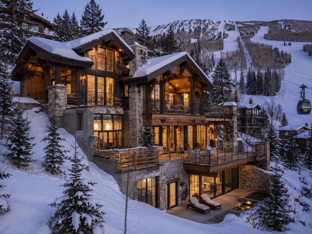 A ski-in/ski-out Snowmass Village home built into the hillside with a walkout lower level, ski runs behind
